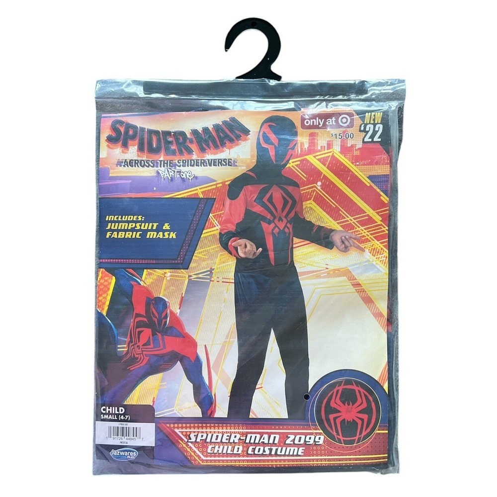 SpiderMan Across The SpiderVerse Suit Child Halloween Costume & Mask Size S 4-7